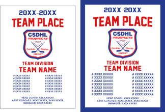2026 CSDHL PROSPECTS Team Banners-MINIMUM ORDER 8 BANNERS PER ORDER-ANY SIZE